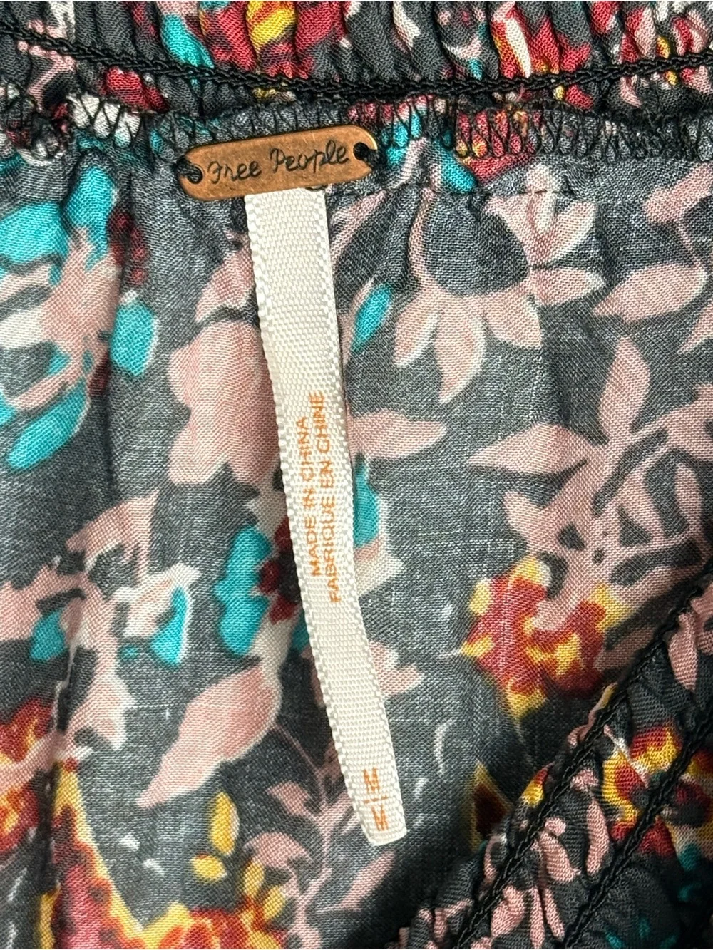 New Free People Off-Shoulder Tiered Maxi Dress in Multi Floral Size M